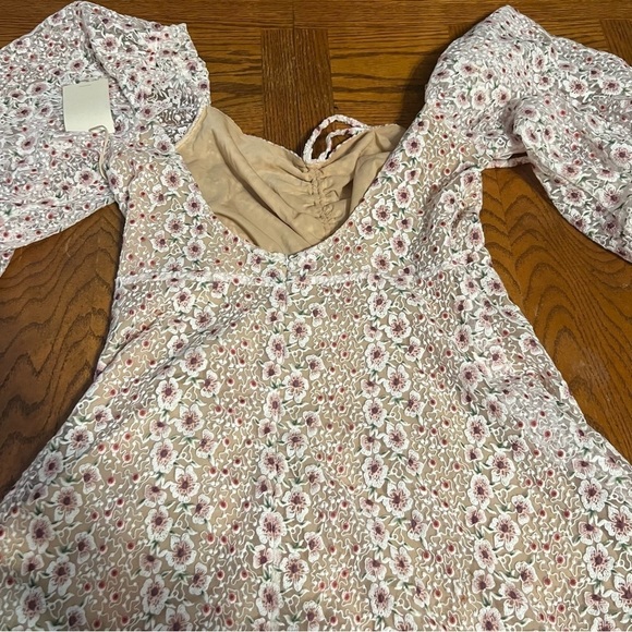 NEW Tularosa Tess Floral Embroidered Ruffle Puff Sleeve Mini Dress Sz L - Picture 13 of 16